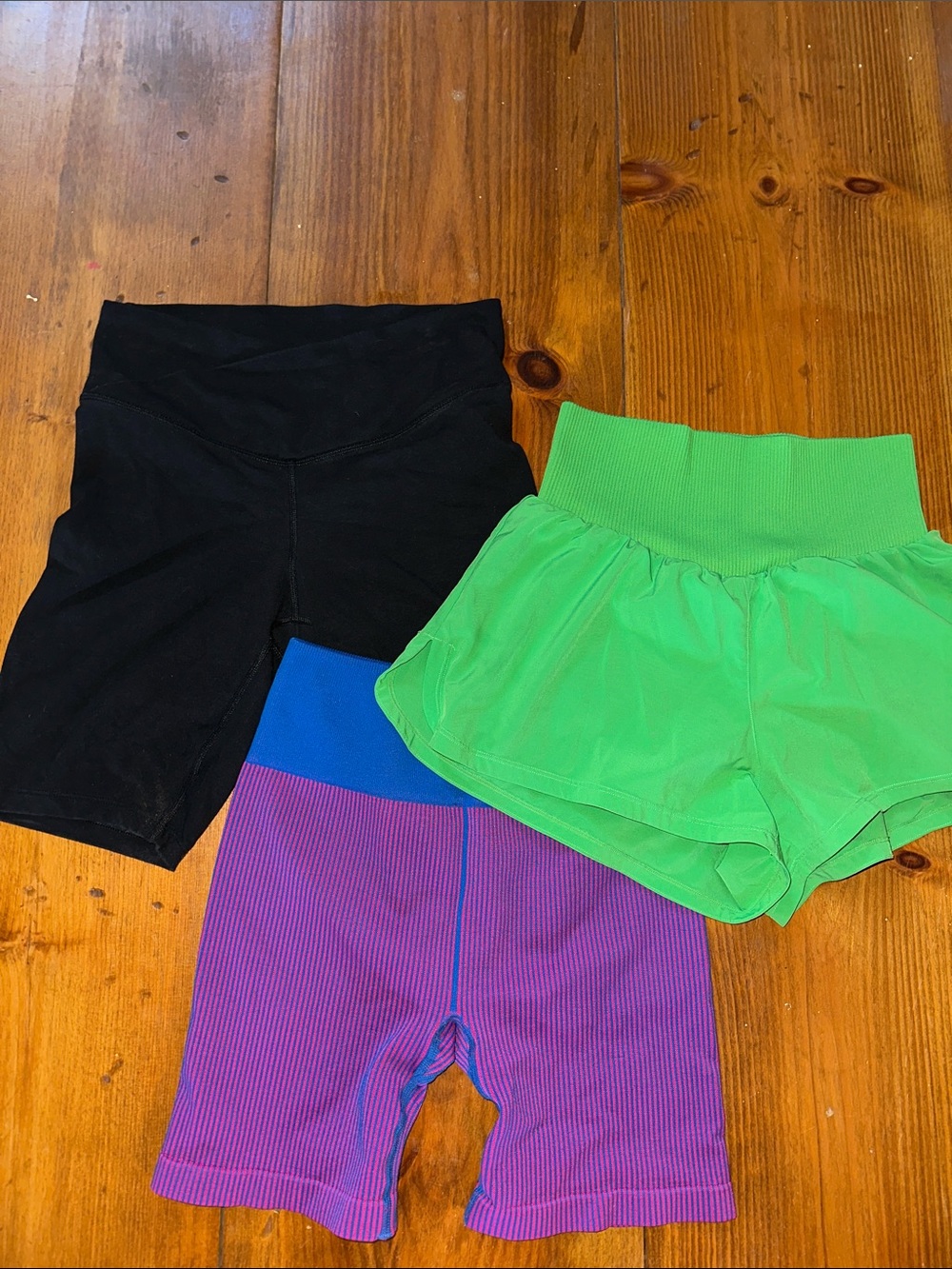 Black, Green & pink/blue Women's Active Shorts - Multi-Pack